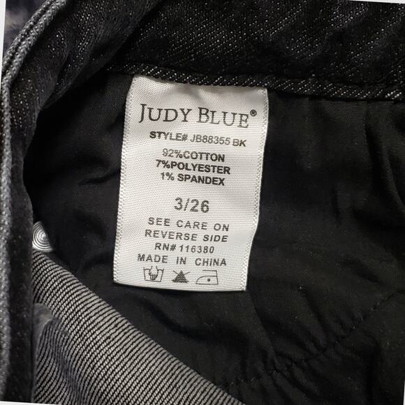 Judy Blue Button Fly Trouser Flare Jeans Black Sz 3/26 Retro Minimalist JB88355 - Picture 7 of 12